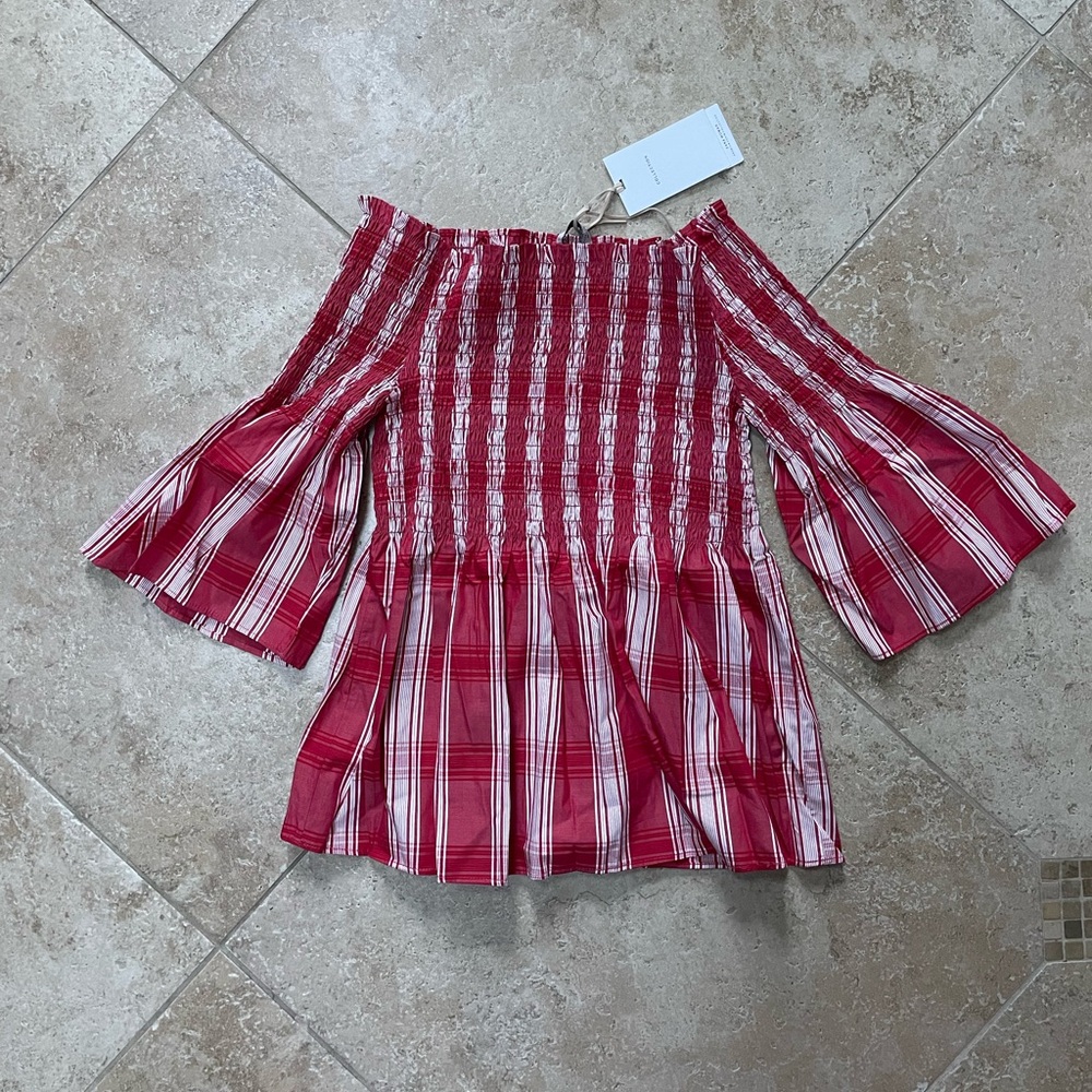 ZARA NWT red and white plaid shirt